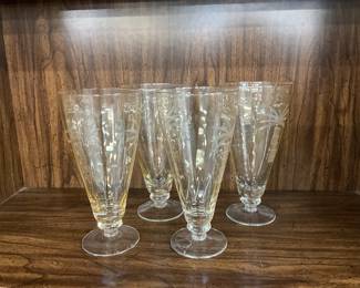 Set of Princess House Heritage Etched Crystal Beer Glasses