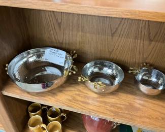 Hammered Silver & Gold Serving Bowls