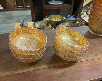 Imperial Iridescent Marigold Carnival Glass Bowls