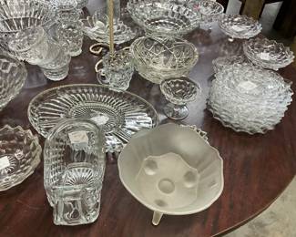 Frosted Depression Glass Bowl 1930's & Lenox Crystal Sleigh Candy Dish