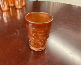 Imperial Marigold Iridescent Carnival Glass Tumber Grape Design
