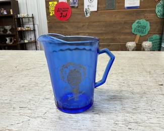 Cobalt Blue Shirley Temple Glass Pitcher