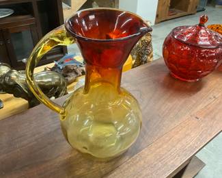 Amberina Art Glass Pitcher Vase