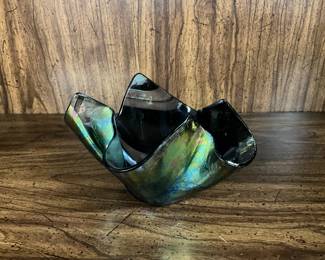 Studio Blown Iridescent Art Glass, folded