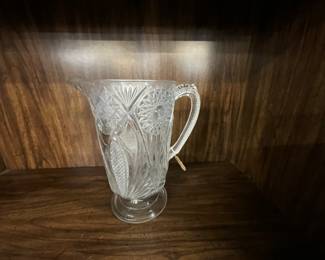 McKee Brothers Hobstar Fan File Cane Oval Pattern Pitcher