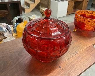 Tiara Indiana Glass Ruby Sunset Constellation Cookie Jar