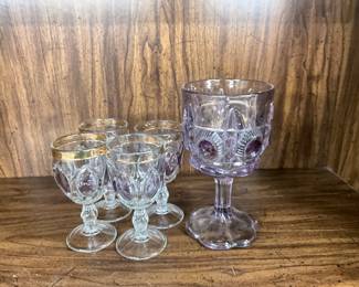 Set of US Glass Bullseye and Daisy Goblets dating back to 1909
