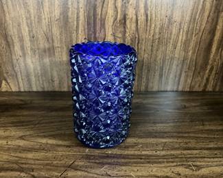 Cobalt blue Fenton daisy and button tumbler