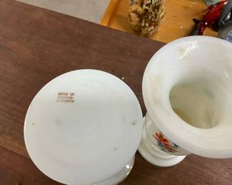 Czech White Mil Glass Flower Vases