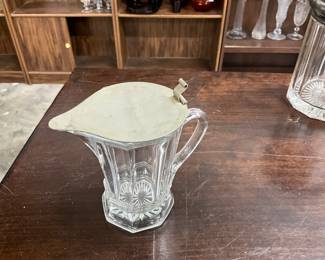 Indian Glass Creamer or Syrup Pitcher