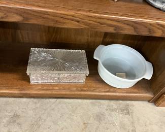 MCM Lucite Jewelry Box - 1950's & Anchor Hocking Casserole Dish