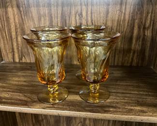Fostoria Jamestown Amber Swirl Glasses for mid-20th century. Mostly used for Ice tee glasses
