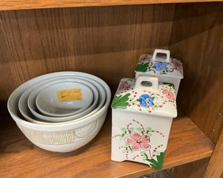 Hall China Mixing Bowls & Jay Wilfred for Andrea by Sadek Canisters