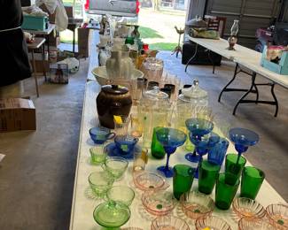 Cobalt blue, cookie jars,green depression, pink depression glassware 