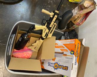 Paintball guns and supplies.