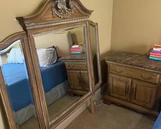This mirror goes on top of the enormous dresser you'll see in a few photos.