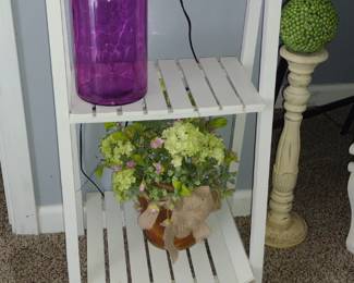 White Wood Floor Shelf $15,
Home Decor $5 each