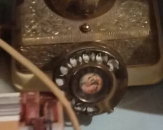 Ivory and Gold Rotary Phone $35