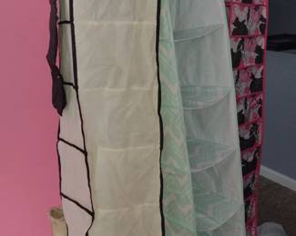 Hanging Racks for Shoes, Clothes, Purses, Makeup, and Jewelry $5 each.