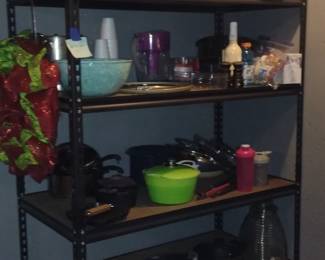 Coolers $10 each, Christmas Wreath $5, Honey Glass Drink Dispenser $10, Skillets, Pans and more