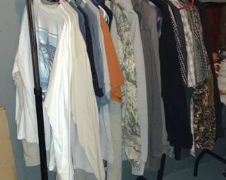 Men's Clothing $2 each,
3 Clothes Rack $20 each