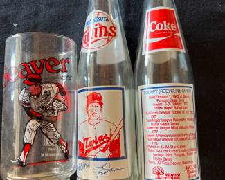 Vintage Rod Carew Coke Bottles and Tom Seaver Glass