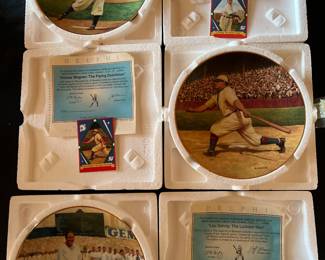 Delphi Baseball Greats Collectors Plates:  Cy Young, Honus Wagner, and Lou Gehrig