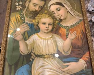 Vintage Holy Family in Antique Frame