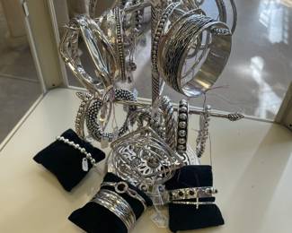 HUGE AMOUNT OF NEW STERLING BRACELETS - CUFFS- SOME SMALL /MED AND LOTS OF LARGER SIZES