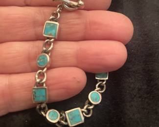 STERLING AND TURQUOISE TOGGLE CLASP BRACELET