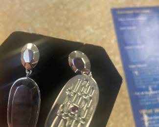 "ELLE" DESIGNER STERLING EARRINGS W/ SEMI PRECIOUS STONES