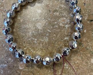 STERLING HAMMERED BEAD BRACELET