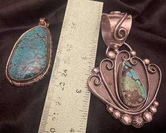 ESTATE STERLING TURQUOISE PENDANTS