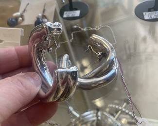 NOT HEAVY BUT WAY FUNKY STERLING EARRINGS HOLLOW BUT HUGE