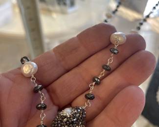 STERLING AND FRESH WATER PEARL LONG NECKLACE