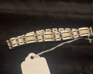 14K /STAINLESS LARGE MENS OR LADIES BRACELET