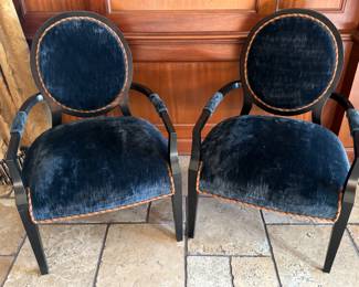 Blue velvet chairs