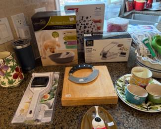 Travel Mugs, Cutting Board, Pet Water Fountain, Deluxe French Fry Cutter