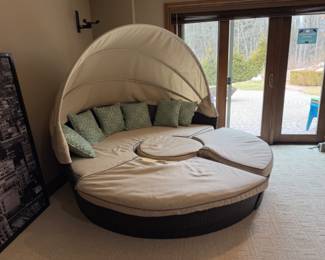 Wicker Patio Lounge Bed - Includes Pillows and Cushions