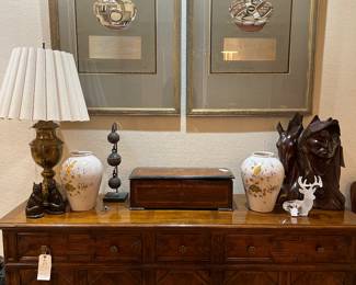 Henredon Spanish colonial French oak and brass sideboard