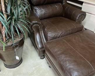 Heritage leather chair and ottoman