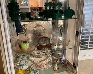 Malachite decanter and perfume bottles