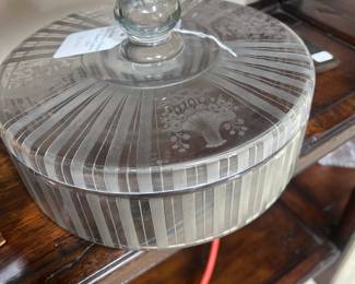 Stueben glass cookie jar