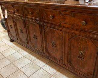 Henredon Spanish colonial French oak and brass sideboard