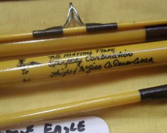 Vintage Fishing Pole, Eagle, numbered, 7 1/2 feet long, Spin/Fly Combination by Wright & McGill Co., Denver, CO. USA. Comes with medal storage tube