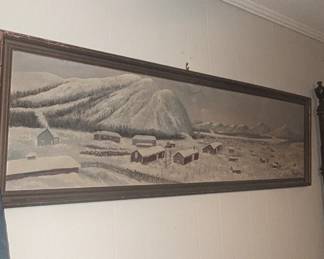 1936 folk art flag at center of painting