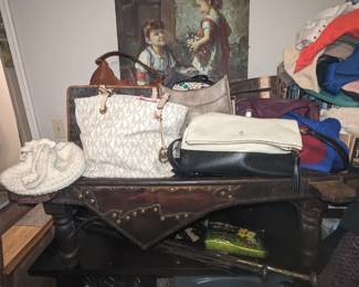 Michael kors, coach, Brahmin, Kate Spade, Vera Bradley, 
1880s ox cart table from tibet 