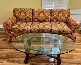 Arm Sofa Oval Glass Coffee Table 