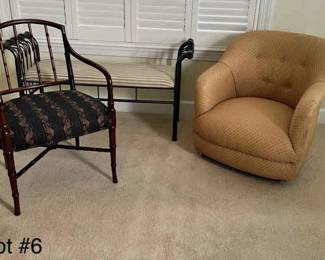 Sleigh Bench Swivel Chairs  Bamboo Chair 