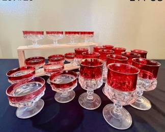 Kings Crown Ruby Flashed Water Goblets